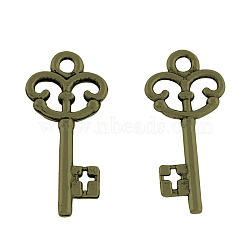 Tibetan Style Alloy Pendants, Key, Cadmium Free & Nickel Free & Lead Free, Antique Bronze, 23x10x2mm, Hole: 2mm(TIBEP-1032-AB-FF)