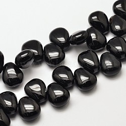 Dyed Natural Black Onyx Teardrop Beads, 18x15x10mm, Hole: 1mm(G-P094-05)