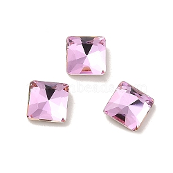 Glass Rhinestone Cabochons, Point Back & Back Plated, Faceted, Square, Light Rose, 5x5x2mm(RGLA-P037-06A-D223)