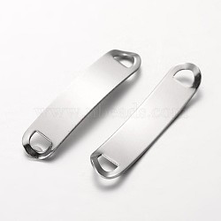 Rectangle 201 Stainless Steel Links connectors, Stainless Steel Color, 45x10x1mm, Hole: 4.5x6mm(STAS-I045-35)