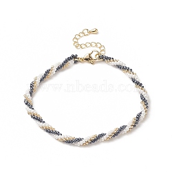 Handmade Glass Seed Beaded Bracelet for Women, Gunmetal, 7-1/2 inch(18.9cm)(BJEW-MZ00024)