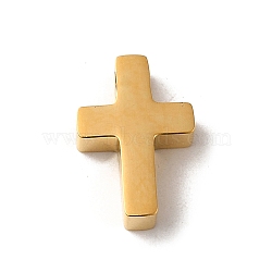 304 Stainless Steel Charms, Cross Charm, Real 14K Gold Plated, 12.5x8.5x3.5mm, Hole: 2.4mm(STAS-L022-320G)