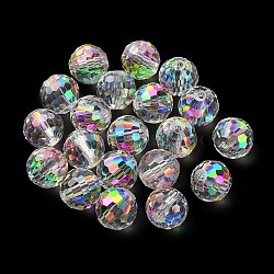 Half Rainbow Plated Glass Beads, Faceted Round, Clear, 10x9mm, Hole: 1.5mm(X-EGLA-P059-02B-HR02)