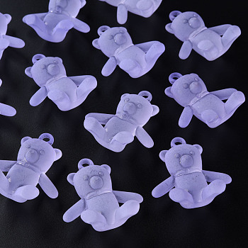 Frosted Acrylic Pendants, Bear, Lilac, 38.5x34x15mm, Hole: 2.5mm, about 94pcs/500g