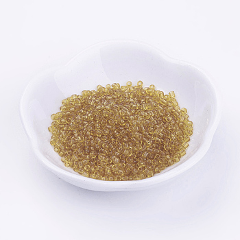 (Repacking Service Available) Glass Seed Beads, Transparent, Round, Pale Gooldenrod, 6/0, 4mm, Hole: 1.5mm, about 12G/bag
