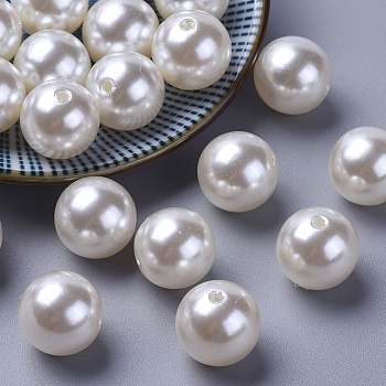16MM Creamy White Color Imitation Pearl Loose Acrylic Beads Round Beads for DIY Fashion Kids Jewelry, 16mm, Hole: 2mm