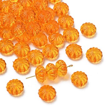 Autumn Theme Transparent Acrylic Beads, Pumpkin, Gold, 14x9.4mm, Hole: 2mm