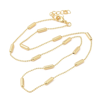 Rack Plating Brass Column & Ball Chain Necklace for Women, Lead Free & Cadmium Free, Real 18K Gold Plated, 17.80 inch(45.2cm)