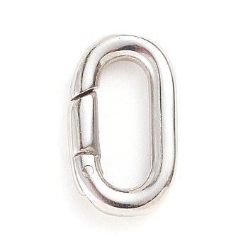 304 Stainless Steel Spring Gate Rings, Oval Rings, Stainless Steel Color, 9 Gauge, 17.5x10x3mm, Inner Diameter: 12x4.5mm