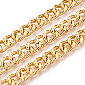 Aluminium Curb Chains, Unwelded, with Spool, Golden, 14x11x3mm, about 32.81 Feet(10m)/Roll