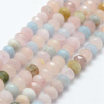 Natural Morganite Bead Strands, Rondelle, Faceted, 5.5~6x3.5~4mm, Hole: 1mm, about 108pcs/strand, 15.3 inch(39cm)