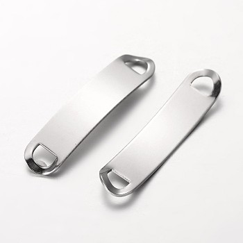 Rectangle 201 Stainless Steel Links connectors, Stainless Steel Color, 45x10x1mm, Hole: 4.5x6mm