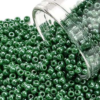 TOHO Round Seed Beads, Japanese Seed Beads, (130D) Opaque Luster Dark Green, 11/0, 2.2mm, Hole: 0.8mm, about 1103pcs/10g