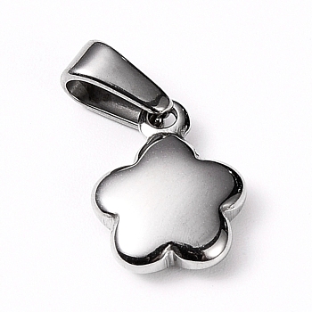 304 Stainless Steel Pendants, Flower, Stainless Steel Color, 12x9x3mm, Hole: 8x3mm