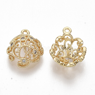 Real Gold Plated Clear Brass+Cubic Zirconia Peg Bails