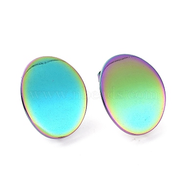 Rainbow Color Oval 304 Stainless Steel Stud Earring Findings