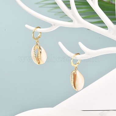 Electroplate Cowrie Shell Dangle Leverback Earrings for Girl Women(EJEW-JE04639)-2