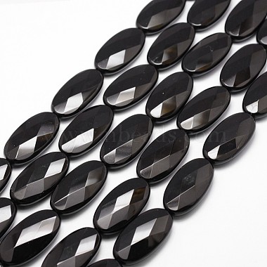 40mm Black Oval Black Agate Beads