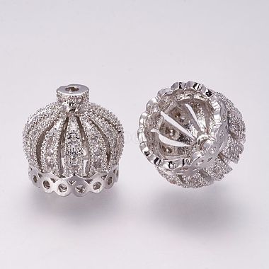 13mm Crown Brass+Cubic Zirconia Beads