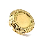 304 Stainless Steel Cuff Ring Components, Pad Ring Settings, Flat Round, Ion Plating(IP), Real 18K Gold Plated, Tray: 16.5mm, Inner Diameter: 18mm(STAS-P403-07G)