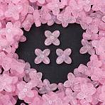 Frosted Transparent Acrylic Beads, Flower, Silver Metal Enlaced, AB Color Plated, Pink, 16.5x17x5.5mm, Hole: 1.8mm, about 33pcs/20g(X1-OACR-P029-09B-01)
