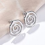 304 Stainless Steel Stud Earrings for Women, Spiral, Stainless Steel Color, 27mm(EJEW-K306-15P)