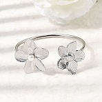 304 Stainless Steel & Plastic Imitation Pearl Cuff Bangles, Terminal Bangles for Women, Flower, Stainless Steel Color, Inner Diameter: 2.42x2.11 inch(6.15x5.35cm)(BJEW-Z170-02P)