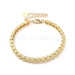 Clear Cubic Zirconia Beaded Cuff Bangle with Clasps, Rack Plating Brass Jewelry for Women, Cadmium Free & Lead Free, Real 18K Gold Plated, 6-1/4 inch(16cm)(BJEW-E073-08G)