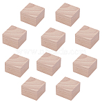 Unfinished Grooved Wooden Block, Square, BurlyWood, 30.5x30.5x20mm(FIND-WH0199-449A)