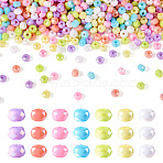 70G 7 Colors AB Color Opaque Resin Beads, Faceted Rondelle, Mixed Color, 6x4mm, Hole: 1.5mm, 10g/color(RESI-TA0002-88)