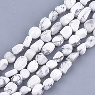 Natural Howlite Beads Strands, Tumbled Stone, Nuggets, 8~19x8~12x4~8mm, Hole: 0.8mm, about 37pcs/strand, 15.9 inch(G-T105-30)
