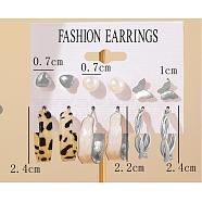 Alloy & Plastic Pearl Earring Sets, Platinum, 7~35mm, 6pairs/set(WG17A46-31)