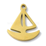 304 Stainless Steel Pendants, Laser Cut, Sailboat Charms, Golden, 15.5x13x1mm, Hole: 1mm(STAS-C097-19G)