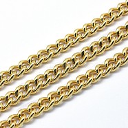3.28 Feet Eco-Friendly Brass Cuban Link Chains, Curb Chains, Unwelded, Lead Free & Cadmium Free & Nickel Free, Real 18K Gold Plated, 9.5x7x3.5mm(X-KK-P155-57G-NR)