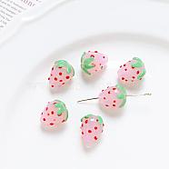 Lampwork Beads, 3D Strawberry, Pearl Pink, 15x11mm(X-INS-PW0001-03B-1)