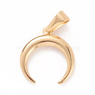 Ion Plating(IP) 304 Stainless Steel Pendants, Large Hole Pendants, Double Horn/Crescent Moon, Golden, 19x18x2mm, Hole: 8x3mm(STAS-D019-05G)