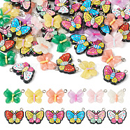 48Pcs 12 Styles Opaque & Transparent Resin Pendants, Butterfly Charms, with Platinum Tone Iron Loops, Mixed Color, 19.5~23x17~27.5x3.5~9.5mm, Hole: 2mm, 4pcs/style(RESI-TA0001-82)