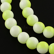 Two-Color Baking Painted Glass Bead Strands, Round, Green Yellow, 8mm, Hole: 1.3~1.6mm, about 104pcs/strand, 32.7 inch(DGLA-R050-8mm-22)