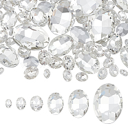 94Pcs 6 Style Pointed Back Glass Rhinestone Cabochons, Faceted, Oval, Crystal, 6~25x4~18x2.5~6mm(RGLA-FG0001-23)
