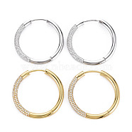 Classic Large Huggie Hoop Earrings for Girl Women, Brass Micro Pave Cubic Zirconia Earrings, Cadmium Free & Nickel Free & Lead Free, Long-lasting Plated, Mixed Color, 7 Gauge(3.5mm), 34.5x3.5mm, Pin: 1.2mm(EJEW-Q023-011-NR)