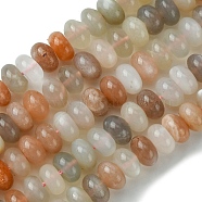 Natural Multi-Moonstone Beads Strands, Rondelle, 8~8.5x4.5~5mm, Hole: 0.8mm, about 84pcs/strand, 15.94''(40.5cm)(G-A092-F03-03)