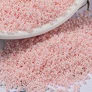 MIYUKI Round Rocailles Beads, Japanese Seed Beads, (RR427) Opaque Light Pink Luster, 15/0, 1.5mm, Hole: 0.7mm, about 5555pcs/10g(X-SEED-G009-RR0427)