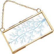 Brass Glass Hanging Photo Frame, DIY Artwork Display Frame for Dried Plant Specimen Pressed Flowers, Rectangle, Antique Bronze, 110x67x8.5mm(AJEW-WH0017-26G)