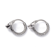304 Stainless Steel Wolf Hoop Earrings for Men Women, Antique Silver, 15x18.5x5.5mm, Pin: 1mm(EJEW-F312-06AS)