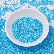MIYUKI Delica Beads Small, Cylinder, Japanese Seed Beads, 15/0, (DBS0879) Matte Opaque Turquoise Blue AB, 1.1x1.3mm, Hole: 0.7mm, about 3500pcs/10g(X-SEED-J020-DBS0879)