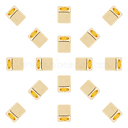 Brass Spacer Beads, Cube, Golden, 5x5x5mm, Hole: 3.3mm, 50pcs/box(KK-FH0001-76G)