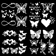 4Pcs 4 Styles Square PET Waterproof Self-adhesive Car Stickers, Reflective Decals for Car, Motorcycle Decoration, White, Butterfly Pattern, 200x200mm, 1pc/style(DIY-GF0007-45B)