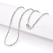 Brass Serpentine Chain Necklaces, with M Clasps, Real Platinum Plated, 17.91x0.08 inch(455x2mm)(NJEW-N054-09P)