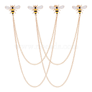 Alloy Bees Hanging Chain Brooch, Long Tassel Lapel Pin for Colloar Shirt Suits, Light Gold, 295mm(JEWB-WH0026-21KCG)