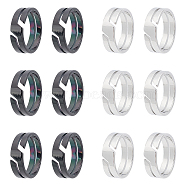 Unicraftale 12Pcs 2 Colors 304 Stainless Steel Finger Ring, Promise Friendship Ring for Women, Gunmetal & Stainless Steel Color, US Size 7(17.3mm), 6pcs/color(RJEW-UN0001-18)